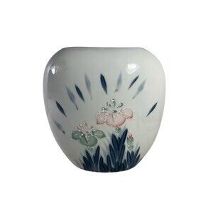 Vase Japanese Floral Ceramic Porcelain Iris design Beautiful!